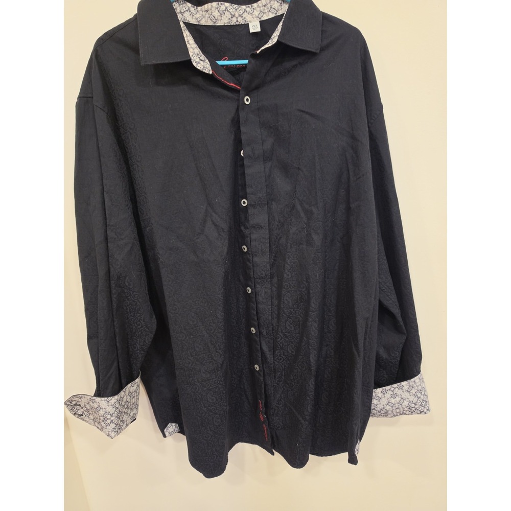 Robert Graham Men's Long Sleeve Button-Up 1XL Black Pattern Contemporary Casual